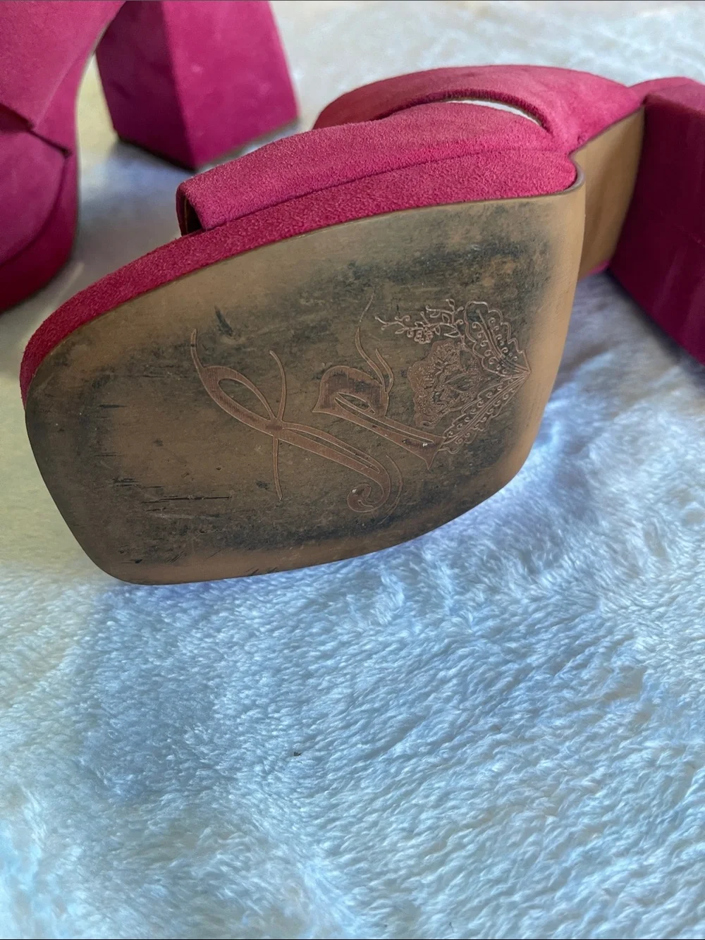 Free People Women's Pink Suede Slide Sandals Size 8.5